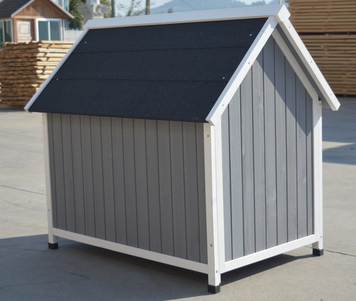 Gracetown Timber Dog Kennel, Grey, view 4