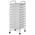 10 Tier Storage Trolley with Drawers, White
