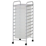 10 Tier Storage Trolley with Drawers, White