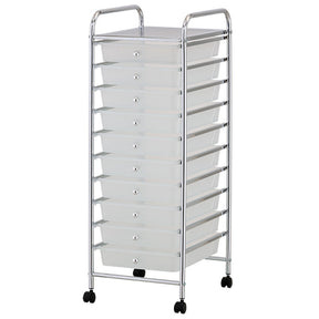 10 Tier Storage Trolley with Drawers, White