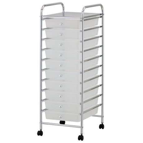 10 Tier Storage Trolley with Drawers, White