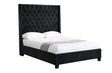 Ella black velvet winged queen bed frame at 180cm headboard — full view — Allure Home Collections
