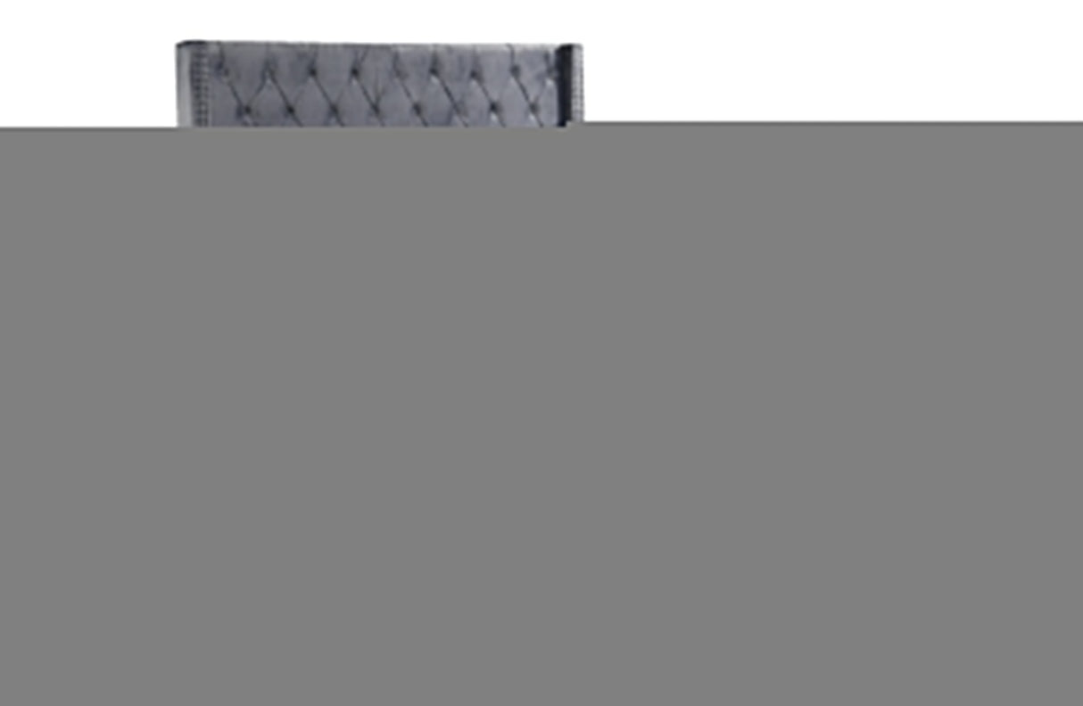 Ella Grey Velvet Winged Bed 180cm - King