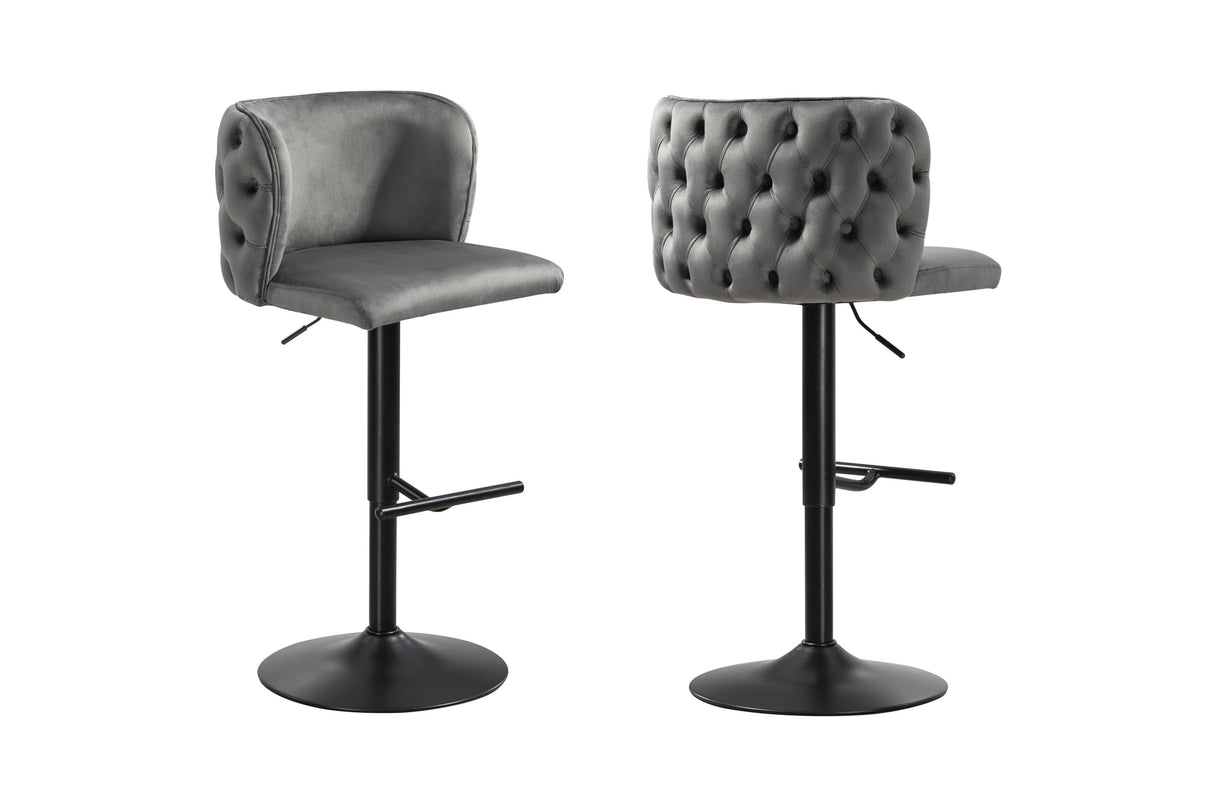Lara bar stool button-tufted back and adjustable swivel detail — Allure Home Collections