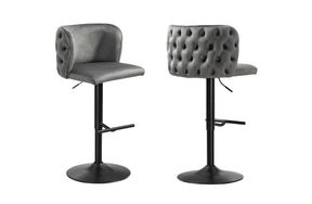 Lara bar stool button-tufted back and adjustable swivel detail — Allure Home Collections