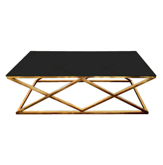 Alsea Modern Coffee Table — Polished Steel Frame with Glass or Marble Top — Allure Home Collections