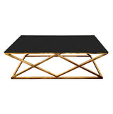 Alsea Modern Coffee Table — Polished Steel Frame with Glass or Marble Top — Allure Home Collections