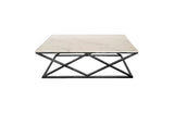 Alsea Modern Coffee Table — Polished Steel Frame with Glass or Marble Top — Allure Home Collections