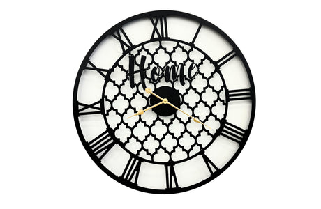 Quatrefoil 80cm Statement Wall Clock — Black and Gold — Allure Home Collections
