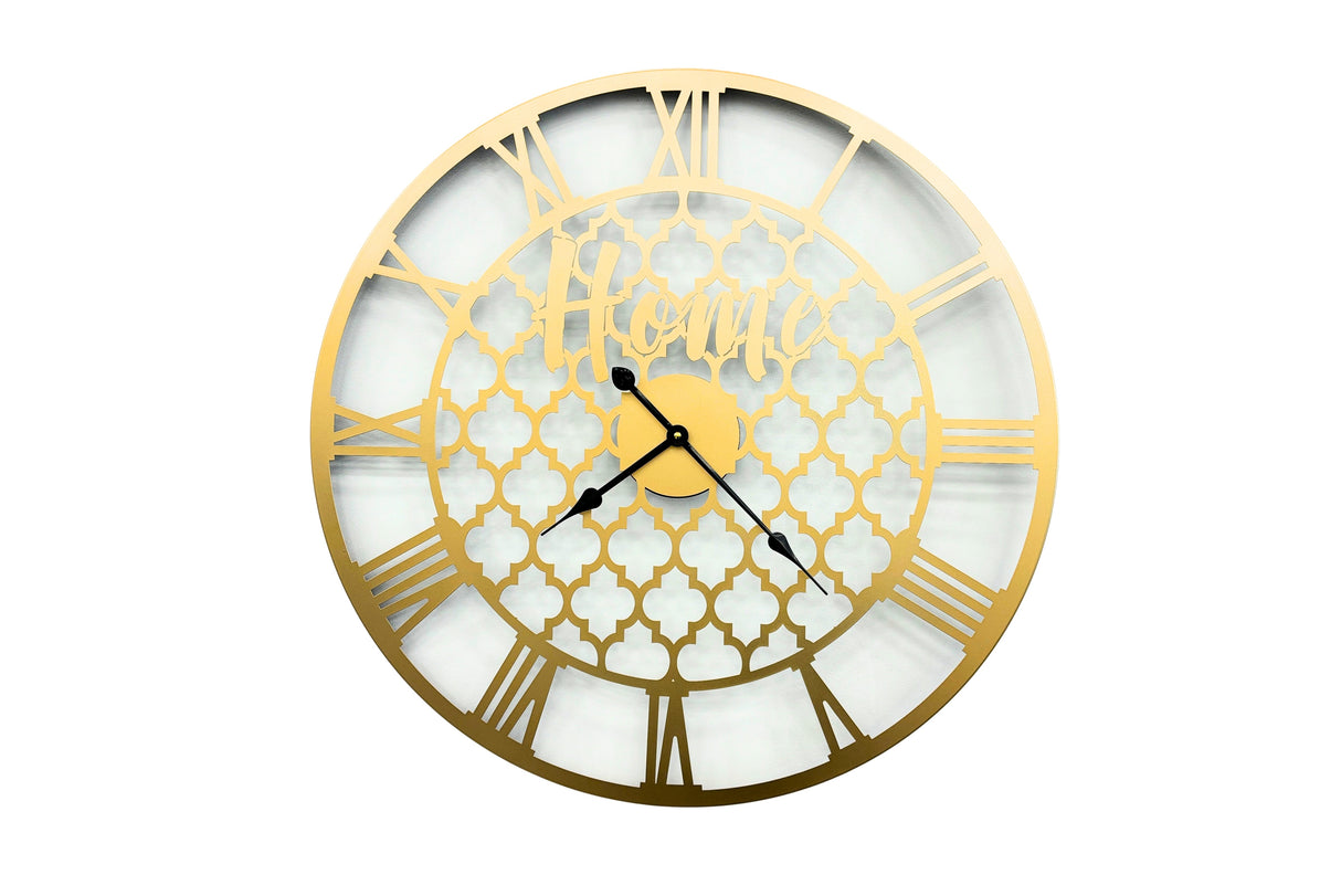 Quatrefoil 80cm Statement Wall Clock — Black and Gold — Allure Home Collections