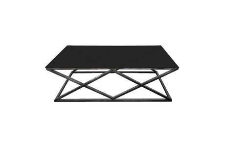 Alsea Modern Coffee Table — Polished Steel Frame with Glass or Marble Top — Allure Home Collections