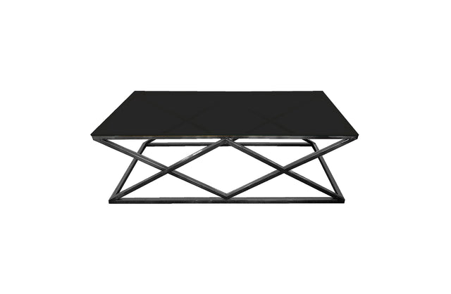 Alsea Modern Coffee Table — Polished Steel Frame with Glass or Marble Top — Allure Home Collections