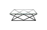 Alsea Modern Coffee Table — Polished Steel Frame with Glass or Marble Top — Allure Home Collections