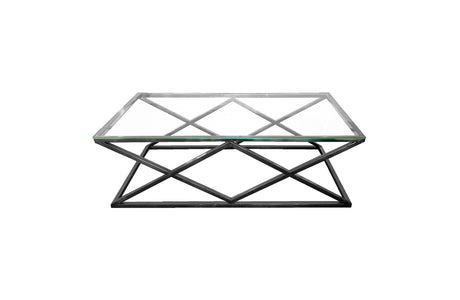 Alsea Modern Coffee Table — Polished Steel Frame with Glass or Marble Top — Allure Home Collections