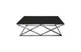 Alsea Modern Coffee Table — Polished Steel Frame with Glass or Marble Top — Allure Home Collections