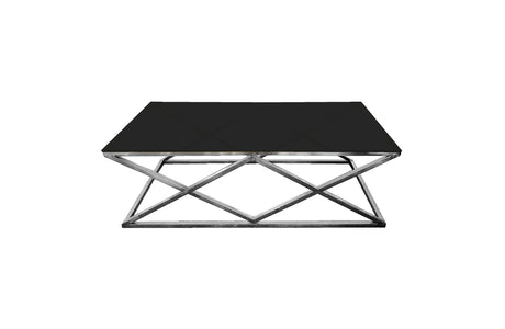 Alsea Modern Coffee Table — Polished Steel Frame with Glass or Marble Top — Allure Home Collections