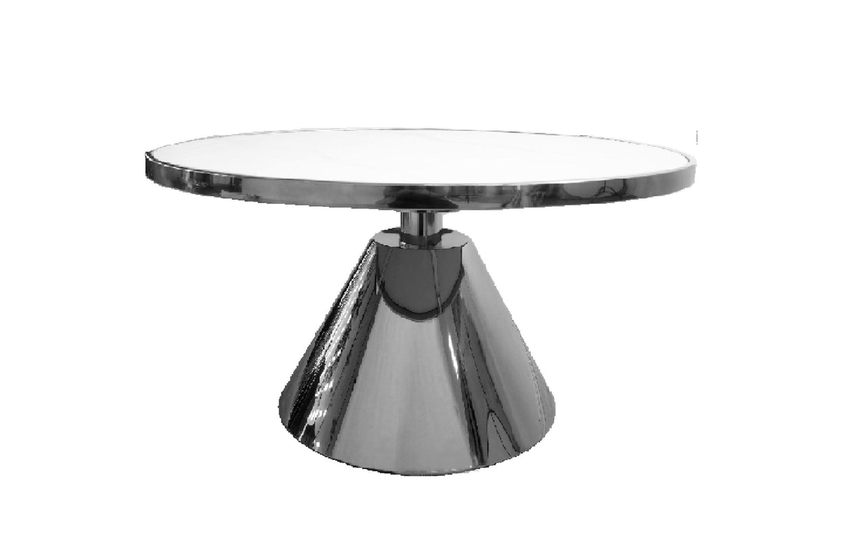 Modern Glam Coffee Table — Sintered Stone Marble Top with Polished Steel Frame — Allure Home Collections