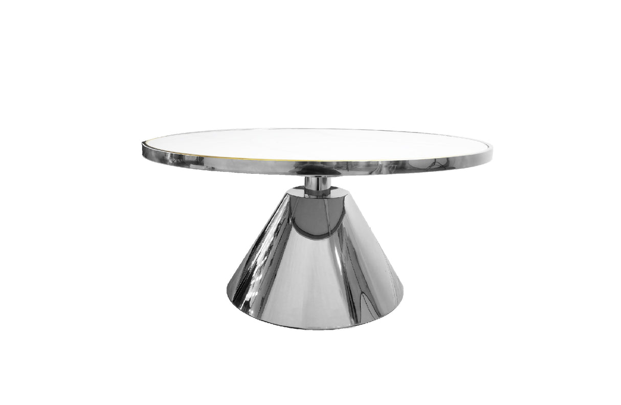 Modern Glam Coffee Table — Sintered Stone Marble Top with Polished Steel Frame — Allure Home Collections