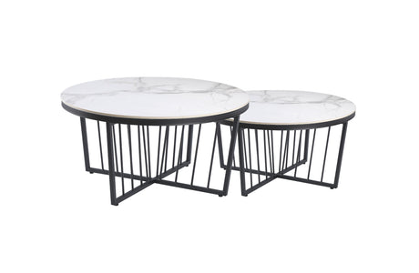 Salina Coffee Table — Metal or Polished Steel Frame with Glass or Marble Top — Allure Home Collections