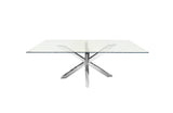 Elegant Clear Glass Dining Table with Silver Legs