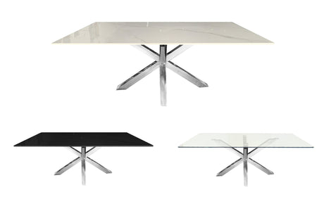 Elegant Silver and White Marble Dining Table