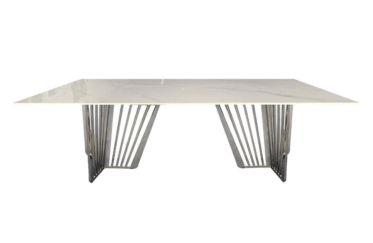 Elegant Black Dining Table with Porcelain Top