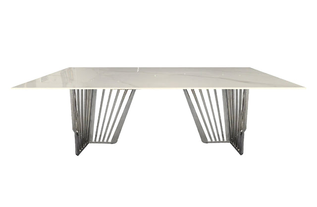 Elegant Black Dining Table with Porcelain Top