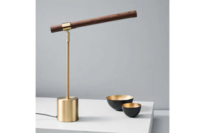 Wood and Gold Metal Table Lamp