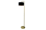 Curved Floor Lamp Gold with Black Drum Shade