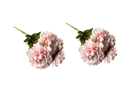 Set of 2 soft pink artificial peony bunches 45cm with 5 bloomed flowers each — Allure Home Collections