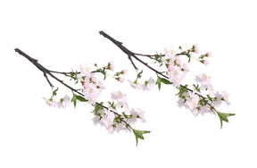 Ubud soft pink artificial cherry blossom stems 49cm pair in a styled vase setting