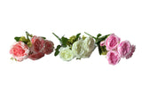 Set of 3 white artificial rose stems 31cm with 4 flowers each — Allure Home Collections
