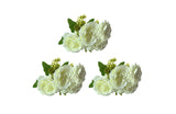 White faux rose bunch close-up showing lifelike petal and leaf detail — Allure Home Collections