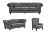 Chesterfield Charcoal Grey Tufted Lounge Set