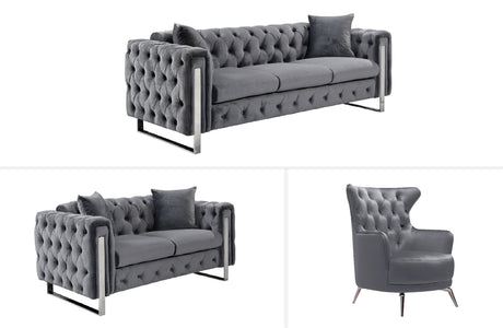 Madeline Dark Grey Velvet Lounge Set