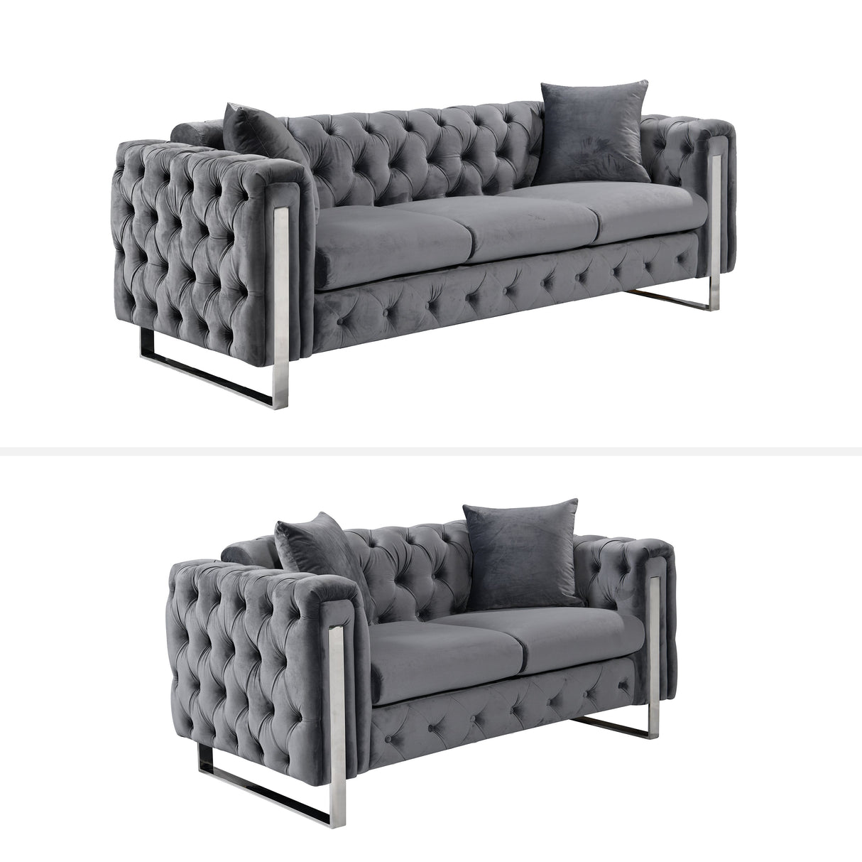 Madeline Dark Grey Velvet Lounge Set
