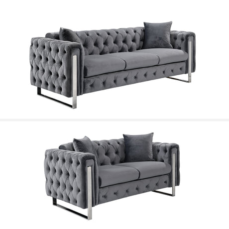 Madeline Dark Grey Velvet Lounge Set