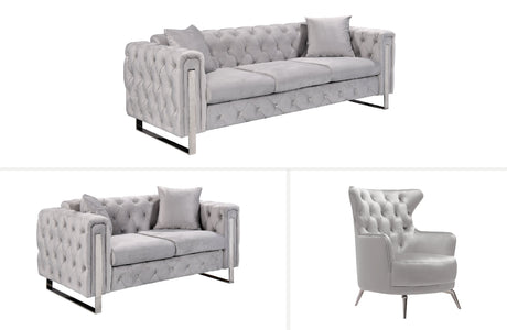 Madeline Light Grey Velvet Lounge Set