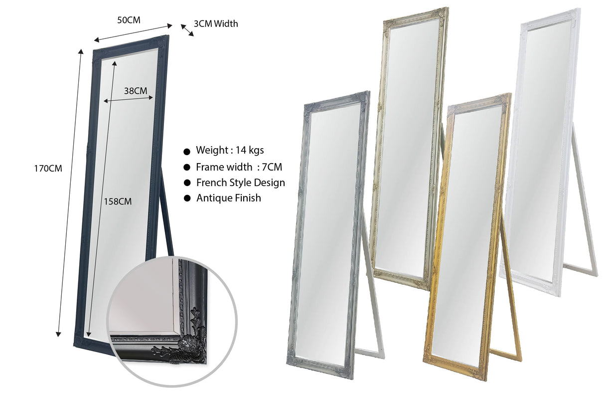 Moggs Creek Ornate Floor Mirror, Gold