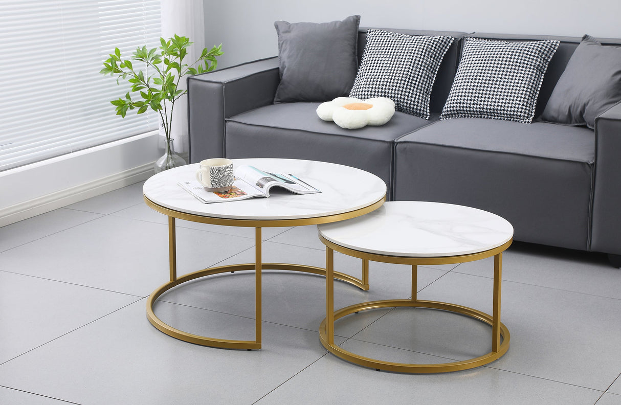 Strath Creek Nesting Coffee Table 2pcs, White Marble
