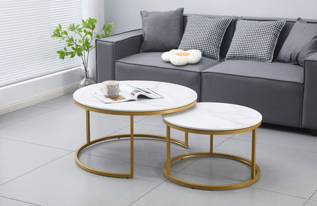 Strath Creek Nesting Coffee Table 2pcs, White Marble