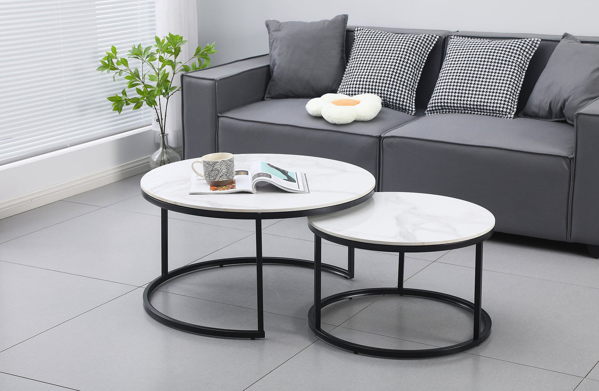 Strath Creek Nesting Coffee Table 2pcs, White Marble