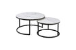 Nesting Coffee Table Set — White Marble Top with Black Metal Frame — Allure Home Collections