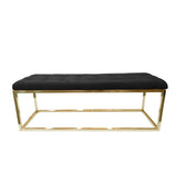 Holly Velvet Ottoman with Stainless Steel Base Accent Piece Gold — Allure Home Collections