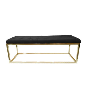 Fyansford velvet ottoman with gold stainless steel base in a living room
