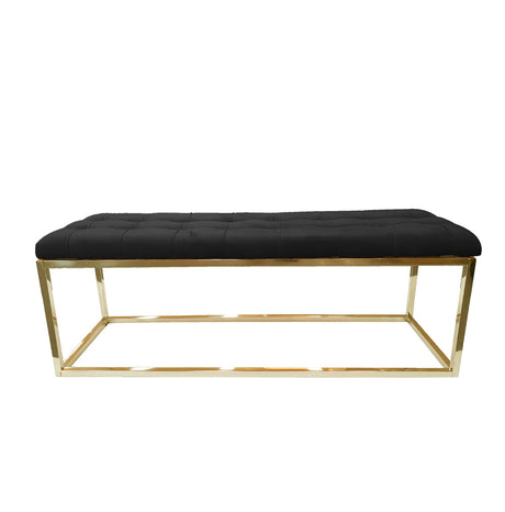 Holly Velvet Ottoman with Stainless Steel Base Accent Piece Gold — Allure Home Collections