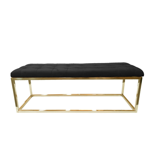Holly Velvet Ottoman with Stainless Steel Base Accent Piece Gold — Allure Home Collections