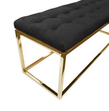 Holly Velvet Ottoman with Stainless Steel Base Accent Piece Gold — Allure Home Collections