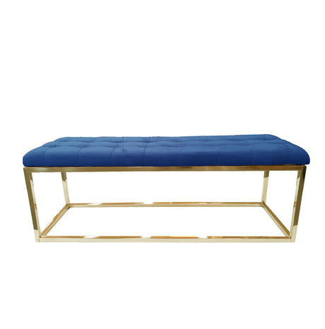 Holly Velvet Ottoman with Stainless Steel Base Accent Piece Gold — Allure Home Collections