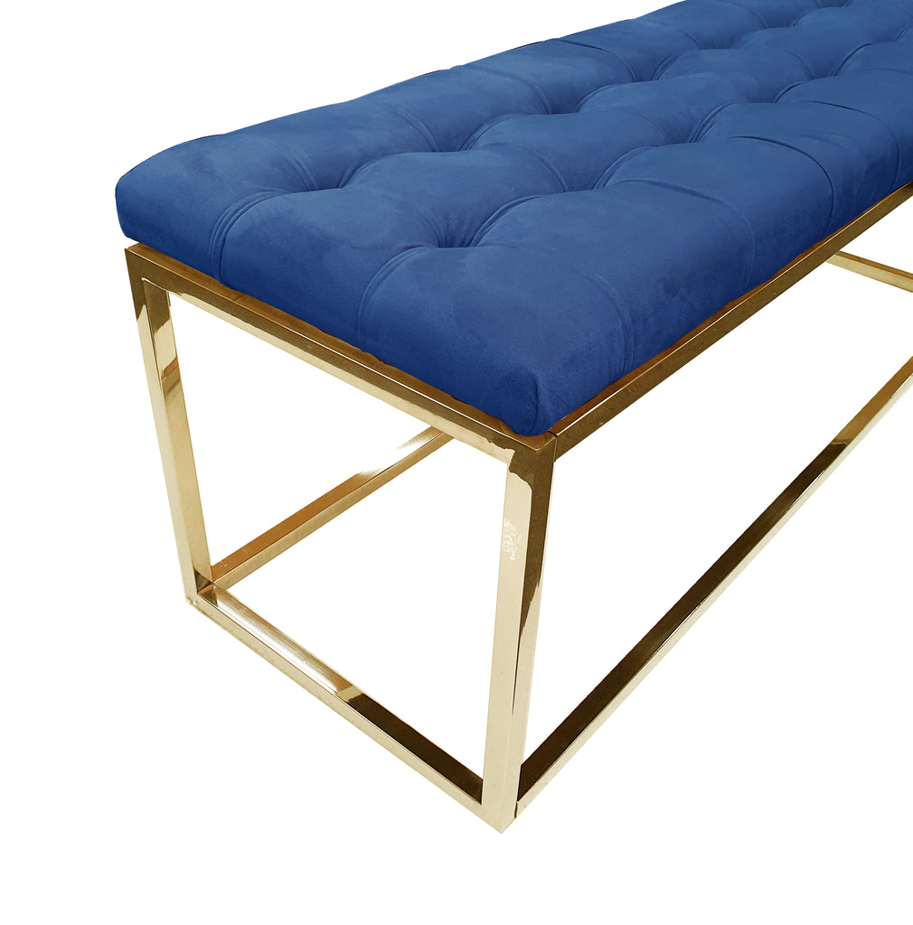 Holly Velvet Ottoman with Stainless Steel Base Accent Piece Gold — Allure Home Collections